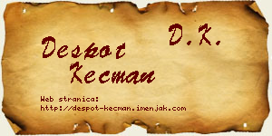 Despot Kecman vizit kartica